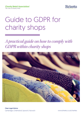 Guide to GDPR for Charity Shops