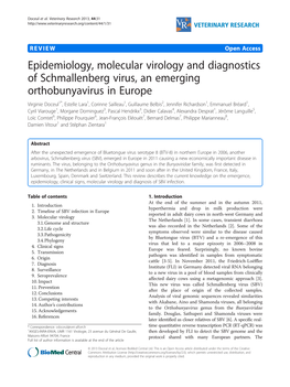 Epidemiology, Molecular Virology and Diagnostics of Schmallenberg Virus