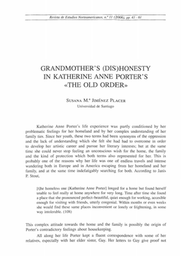 Honesty in Katherine Anne Porter's «The Old Order»