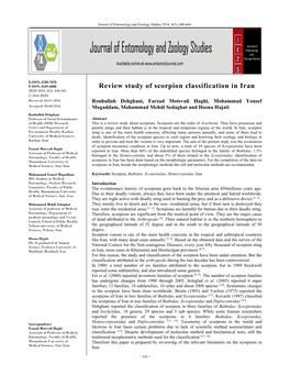 Review Study of Scorpion Classification in Iran