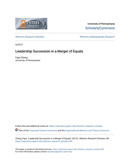 Leadership Succession in a Merger of Equals