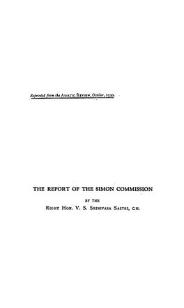 The Report of the Simon Commission