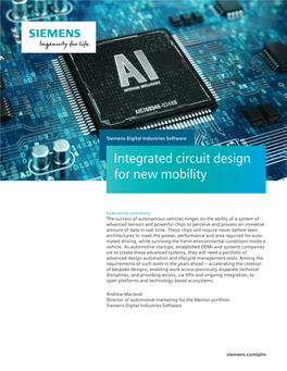Integrated Circuit Design for New Mobility