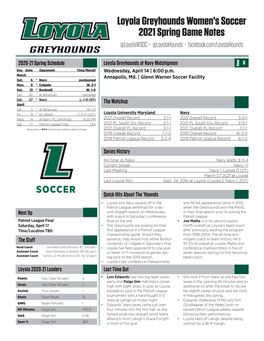 Loyola Greyhounds Women's Soccer 2021 Spring Game Notes