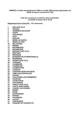 ANNEXE À L'arrêté Interpréfectoral N°685 Du 3 Juillet 2020 Portant