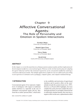 Affective Conversational Agents: the Role of Personality and Emotion in Spoken Interactions