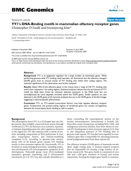 YY1's DNA-Binding Motifs in Mammalian Olfactory Receptor Genes Christopher D Faulk and Joomyeong Kim*