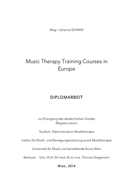 Music Therapy Training Courses in Europe