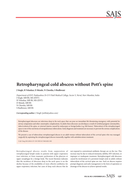 Retropharyngeal Cold Abscess Without Pott's Spine