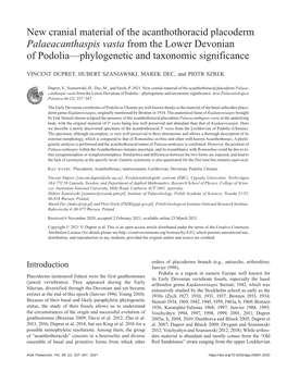 New Cranial Material of the Acanthothoracid Placoderm Palaeacanthaspis Vasta from the Lower Devonian of Podolia—Phylogenetic and Taxonomic Significance