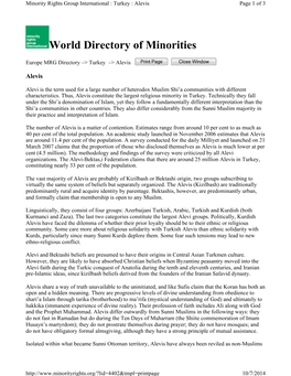 Minority Rights Group International:Turkey:Alevis