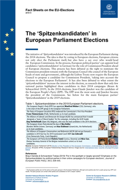 The 'Spitzenkandidaten' in European Parliament Elections