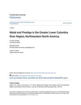 Metal and Prestige in the Greater Lower Columbia River Region, Northwestern North America