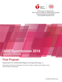 AHA Hypertension Joint Scientific Sessions 2018 Final Program