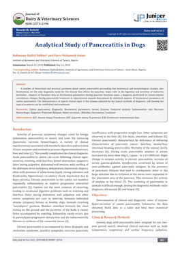 Analytical Study of Pancreatitis in Dogs