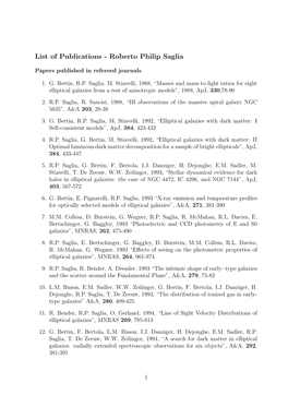 List of Publications - Roberto Philip Saglia