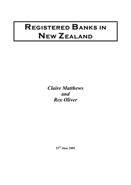 REGISTERED BANKS in NEW ZEALAND Claire Matthews And