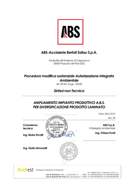 ABS-Acciaierie Bertoli Safau S.P.A. Procedura Modifica Sostanziale