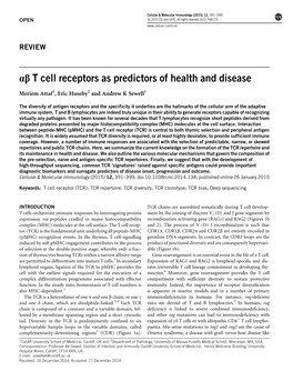 Ab T Cell Receptors As Predictors of Health and Disease