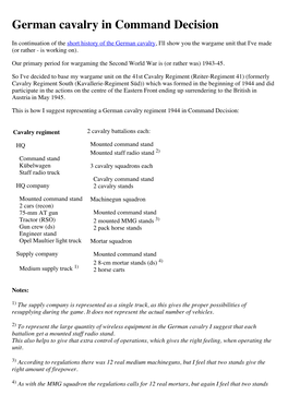 German Cavalry in Command Decision