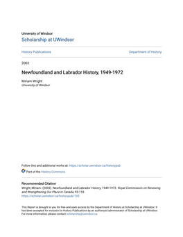 Newfoundland and Labrador History, 1949-1972