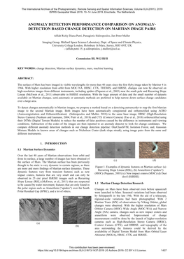 Detection Based Change Detection on Martian Image Pairs