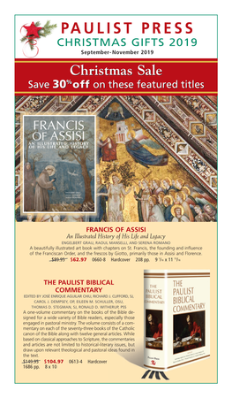 PAULIST PRESSPRESS CHRISTMAS GIFTS 2019 September-November 2019 Christmas Sale Save 30%Off on These Featured Titles