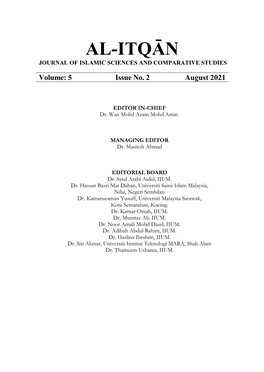 Al-Itqān Journal of Islamic Sciences and Comparative Studies