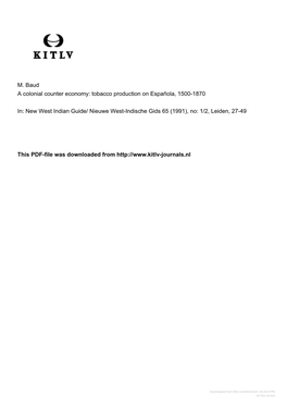 M. Baud a Colonial Counter Economy: Tobacco Production on Española, 1500-1870