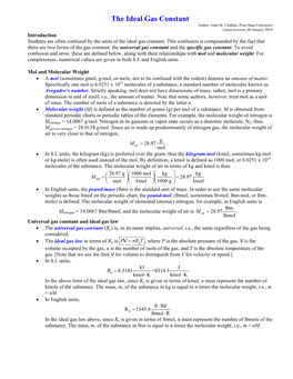 The Ideal Gas Constant Author: John M