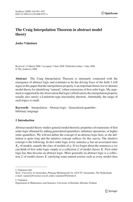 The Craig Interpolation Theorem in Abstract Model Theory