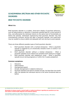 Schizophrenia Spectrum and Other Psychotic Disorders