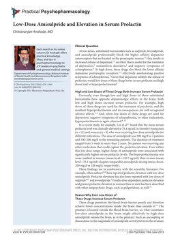 Low-Dose Amisulpride and Elevation in Serum Prolactin Chittaranjan Andrade, MD