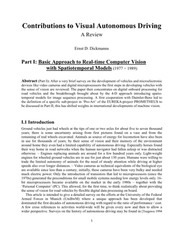 Contributions to Visual Autonomous Driving a Review
