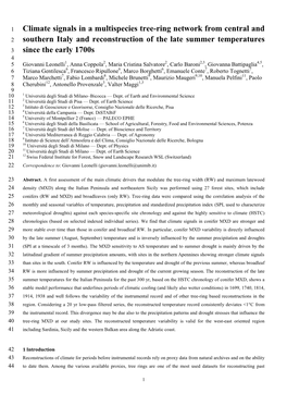 Climate Signals in a Multispecies Tree-Ring Network from Central