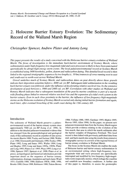 2. Holocene Barrier Estuary Evolution: the Sedimentary Record of the Walland Marsh Region