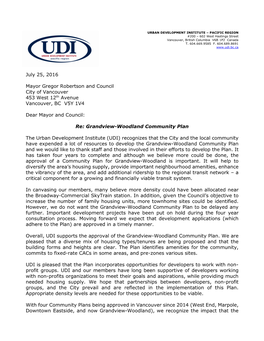 UDI Letter on Grandview Woodlands Community Plan.Docx