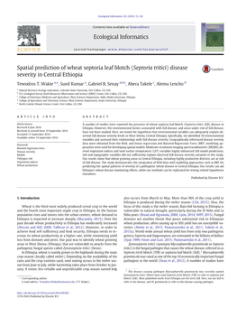 (Septoria Tritici) Disease Severity in Central Ethiopia