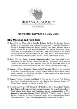 Newsletter Number 57 July 2009