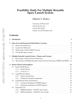 Feasibility Study for Multiply Reusable Space Launch System