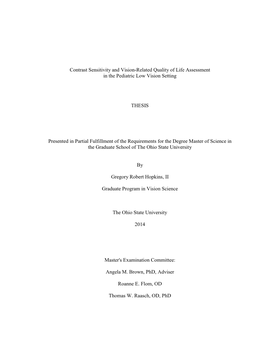 Contrast Sensitivity and Vision-Related Quality of Life Assessment in the Pediatric Low Vision Setting