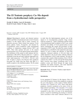 The El Teniente Porphyry Cu–Mo Deposit from a Hydrothermal Rutile Perspective