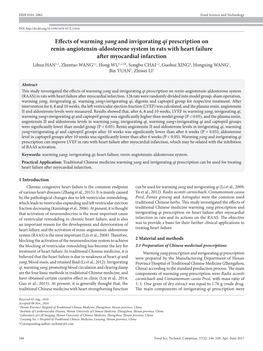 Effects of Warming Yang and Invigorating Qi Prescription on Renin-Angiotensin-Aldosterone System (RAAS) in Rats with Heart Failure After Myocardial Infarction