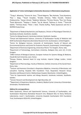 Omics Technologies to Biomarker Discovery in Inflammatory Lung Diseases