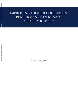 Improving Higher Education Performance in Kenya: a Policy Report