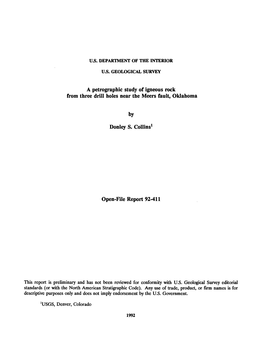 A Petrographic Study of Igneous Rock from Three Drill Holes Near the Meers Fault, Oklahoma