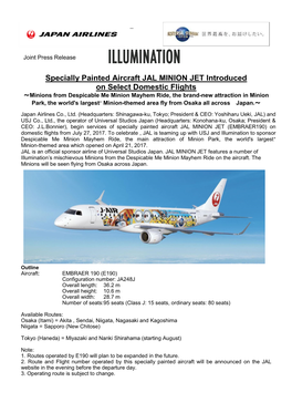 Specially Painted Aircraft JAL MINION JET Introduced on Select Domestic