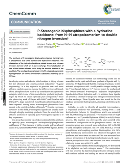 P-Stereogenic Bisphosphines with a Hydrazine Backbone: from N–N Atropoisomerism to Double Cite This: Chem