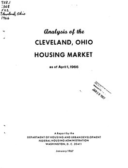 Analaysis of the Cleveland Ohio Housing Market As of April 1 1966