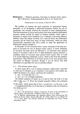 Distance Geometry. Curvature in Abstract Metric Spaces